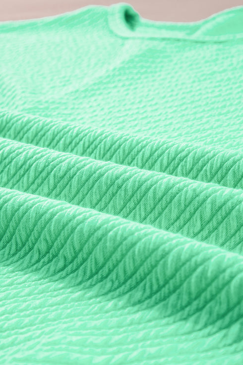 Textured Batwing Sleeve Tee Wide Leg Pants Plus Size Set